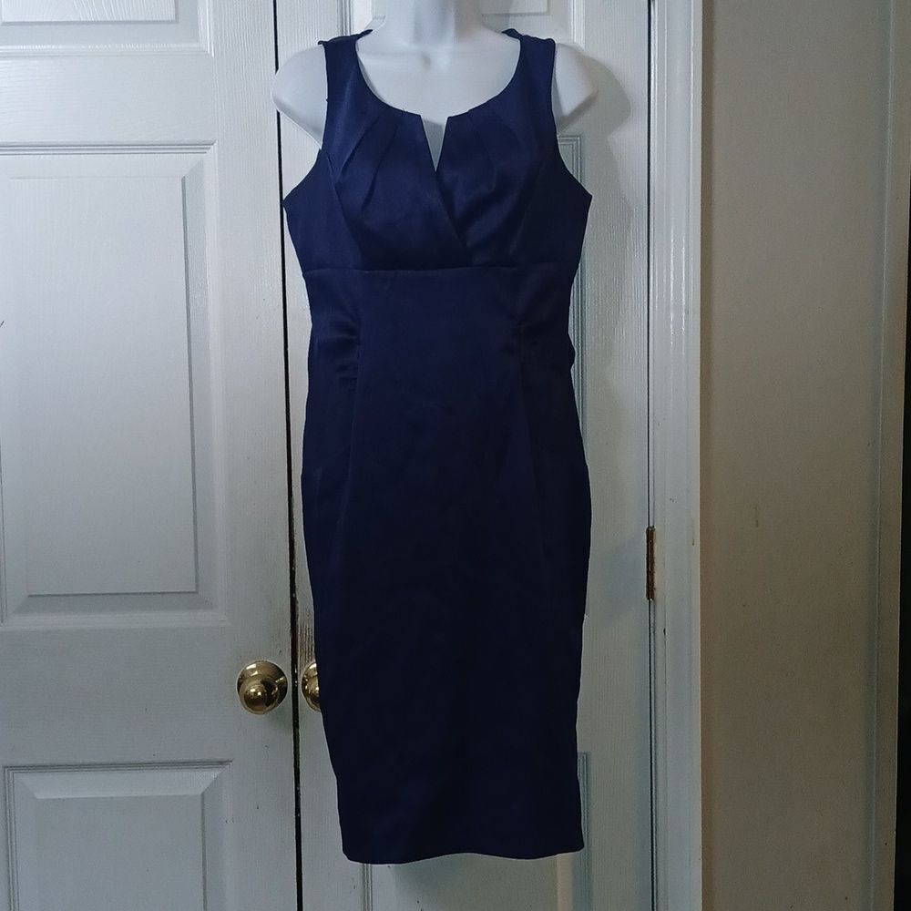 London Times Royal blue cinched sleeveless formal party dress Sz 10  EUC